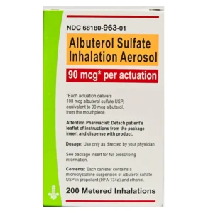 Albuterol Sulfate Inhaler Aerosol 90 mcg Bronchitis Relief 200 Metered Inhalations (Rx)